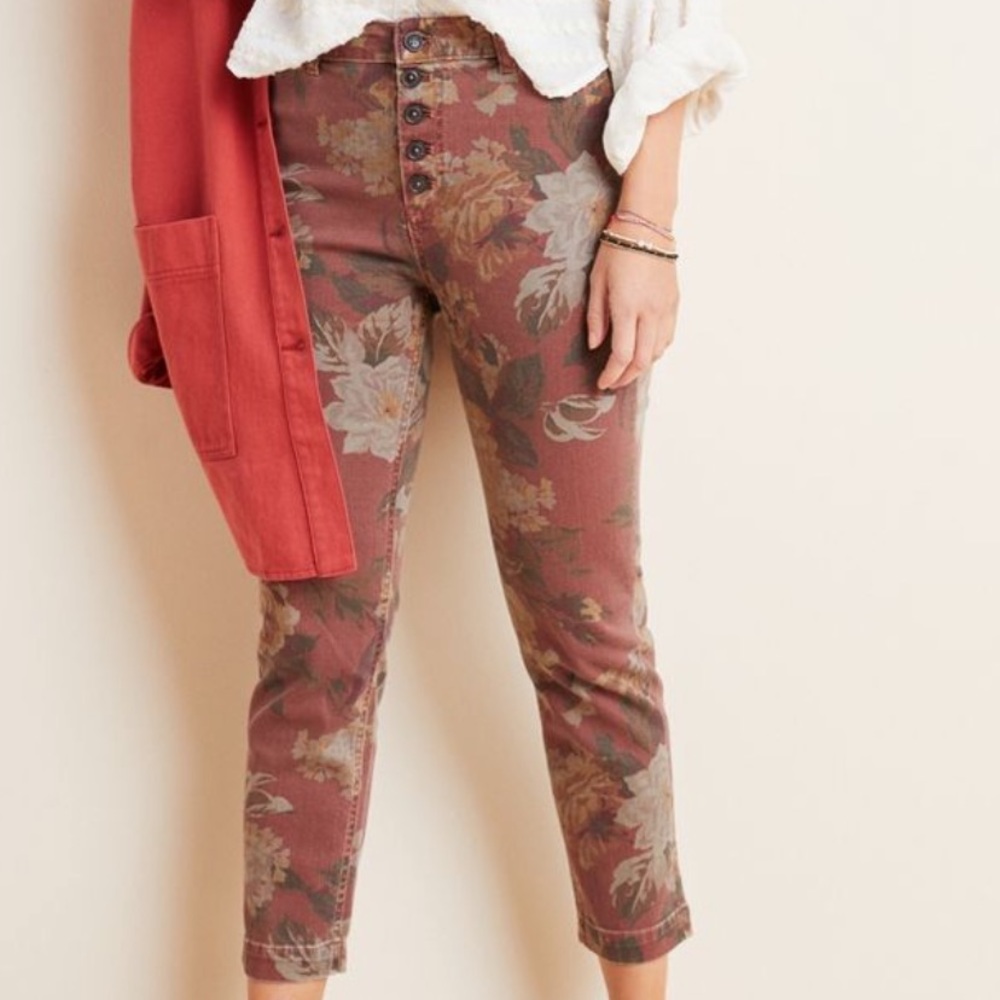 ANTHROPOLOGIE Floral Ankle Jeans